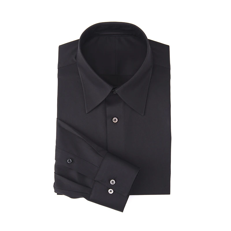 

Professional work clothes cufflink shirt Business slim white black office long pointy collar shirts men