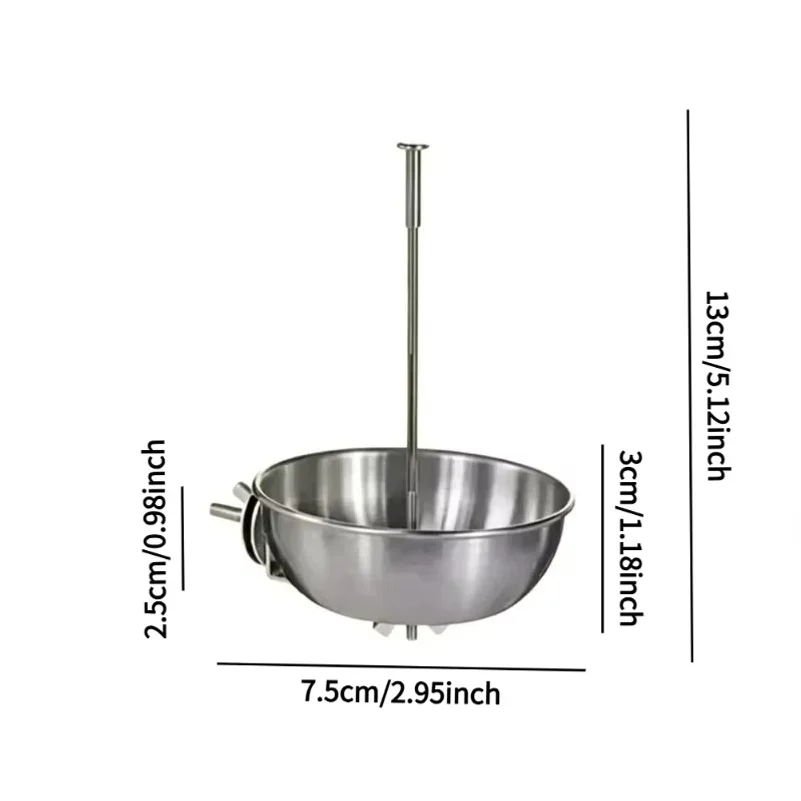 Stainless Steel Bird Fruit Fork & Vegetable Feeding Hook, Fruit Holder and Anti-Spill Food Bowl, Bird Cage Accessory for Parrots