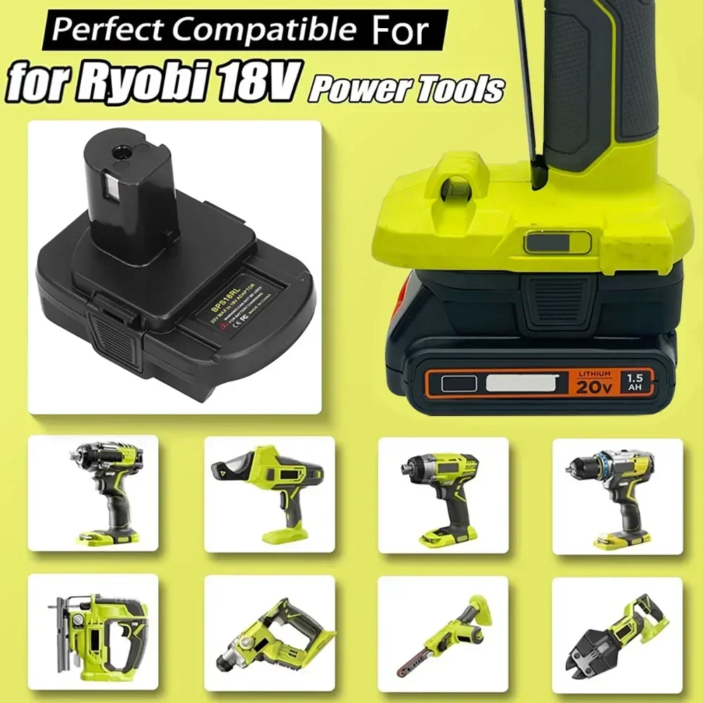 BPS18RL Converter Adapter For Black Decker For Porter-Cable PCC680L For Stanley 18V Lithium Battery on For Ryobi 18V Power Tools image 3