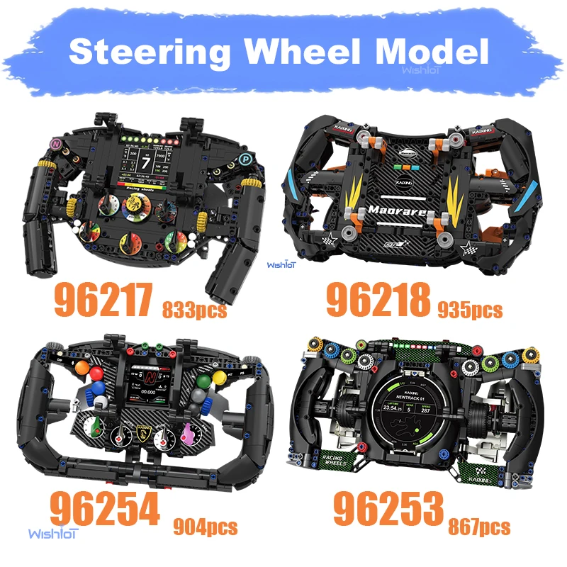 Modelos de volante blocos de construção simulação rodas de corrida modelo com suporte do telefone móvel montagem brinquedo criativo presente natal