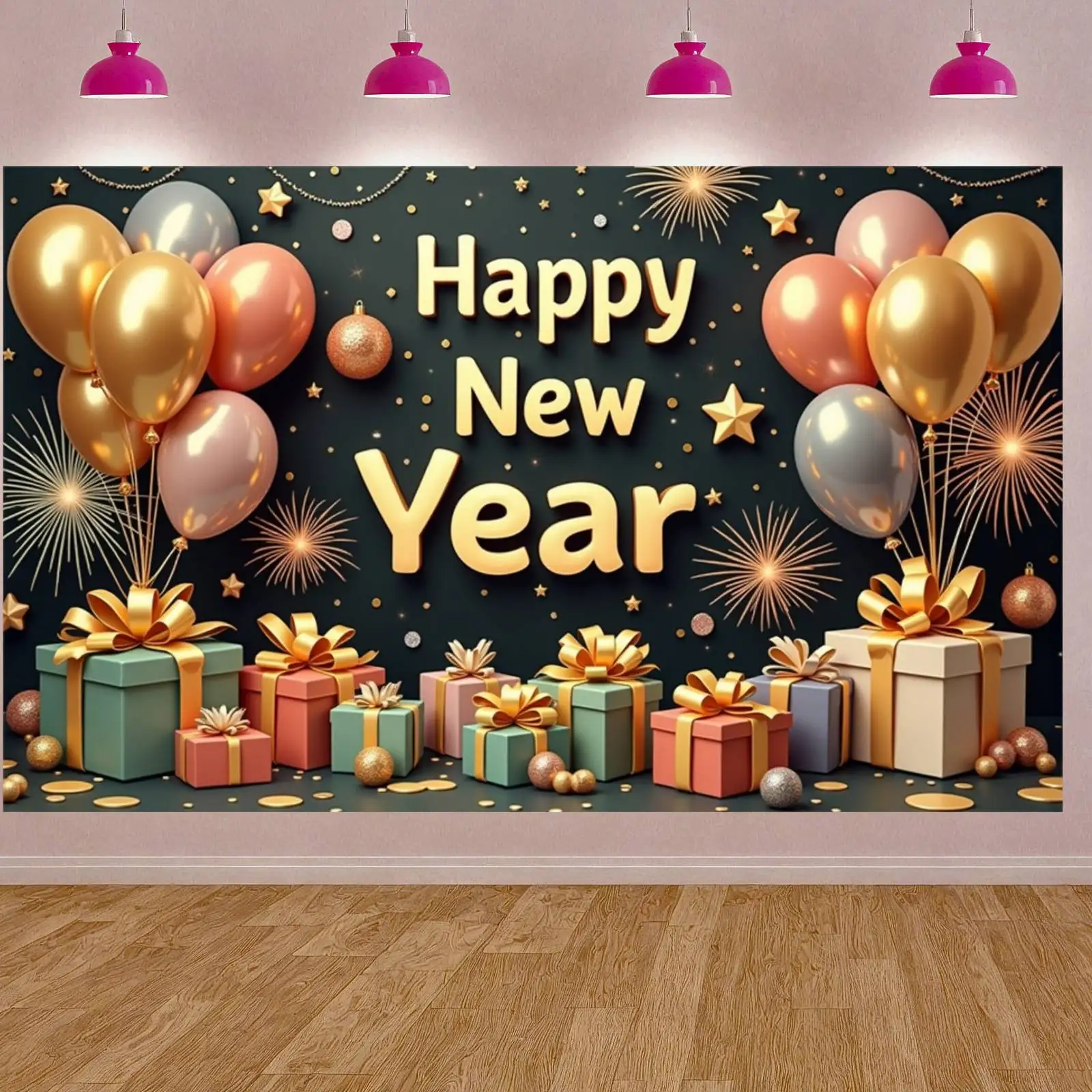 Gold Ballon Frohes Neues Jahr Thema Party Hintergrund Banner Neujahr Feiern Familie Party Dekoration Foto Hintergrund Dekoration