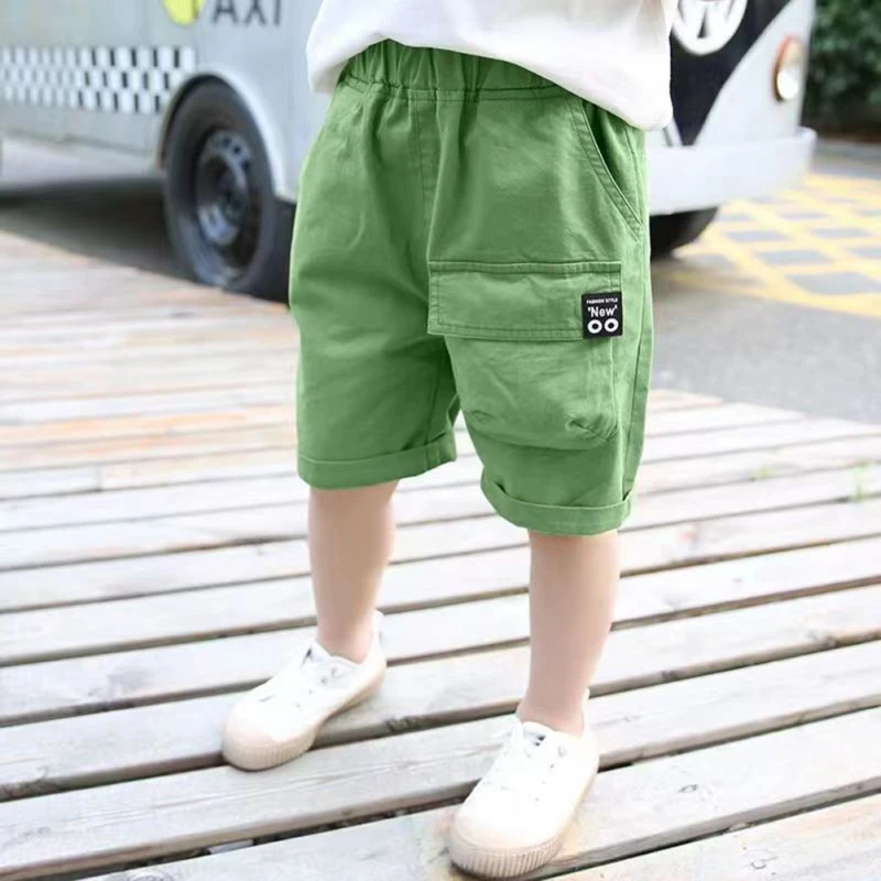 Classic Solid Color Loose Shorts for Kids Boys Summer Cotton Soft Beach Traveling School Shorts for Children Daily Trousers