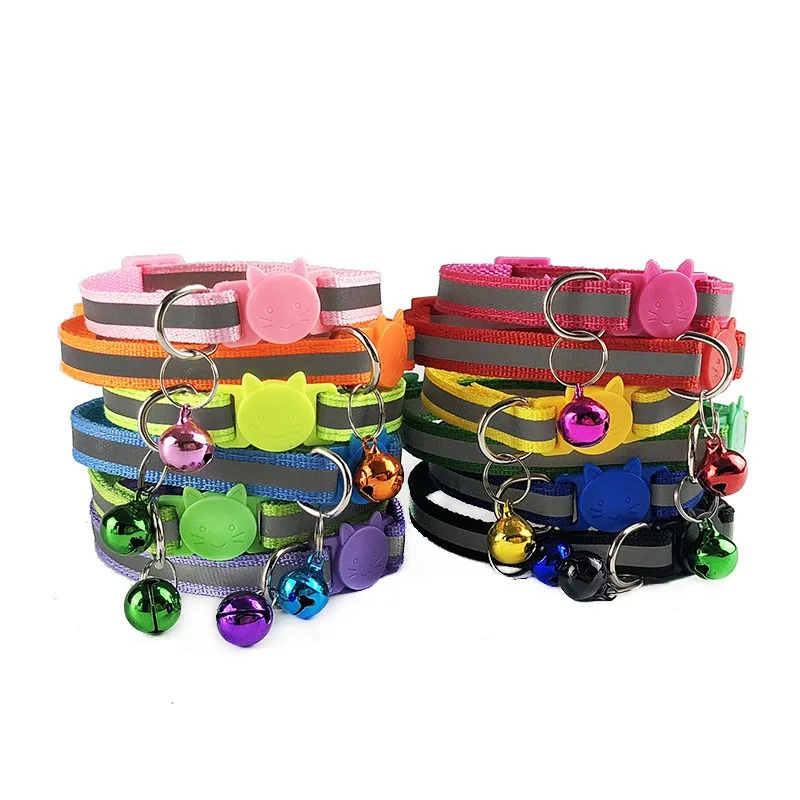 Pet Dog Reflective Collar Colorful Pattern Multicolor Necklace Cute Bell Adjustable Collars For Dog Cats Puppy Pet Accessories