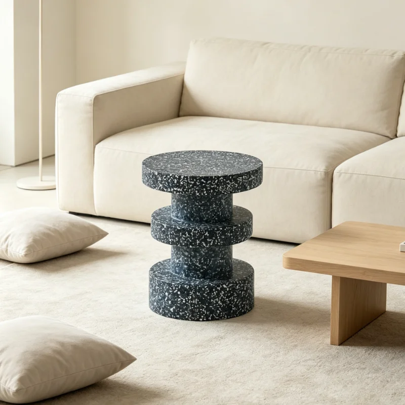 Luxurious Round Plastic End Table With Painted colorful Splash Pattern Creative Home Living Room Furniture With Large Surface