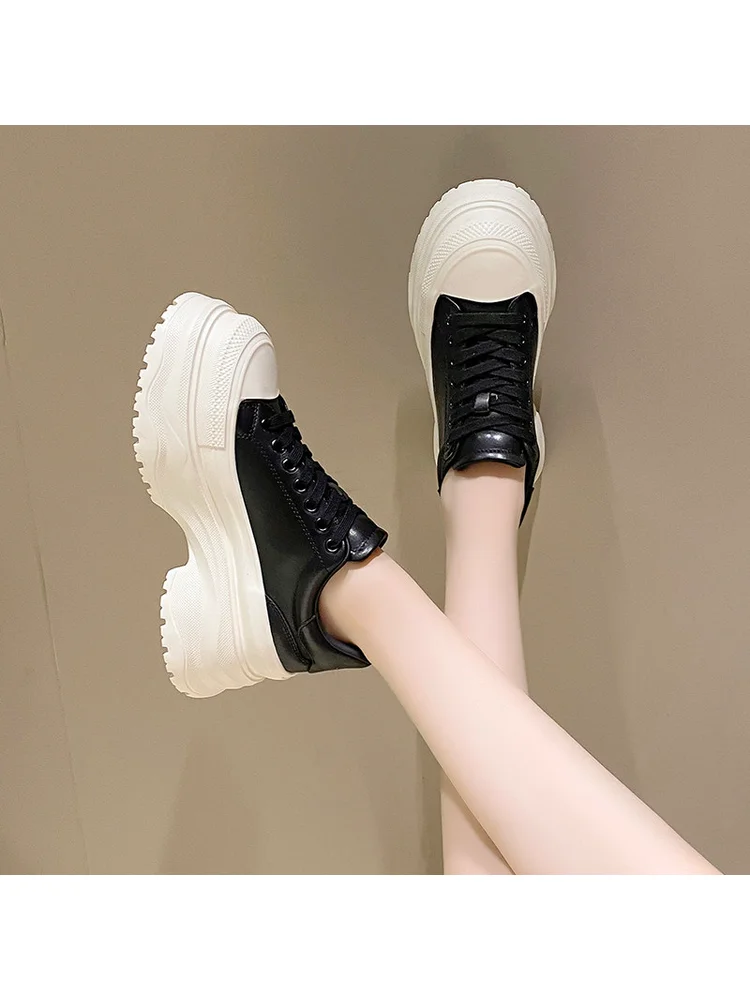 Black Dad Shoes Lolita Girls 2026 New Thick Soled High Rise Lace Casual Sports