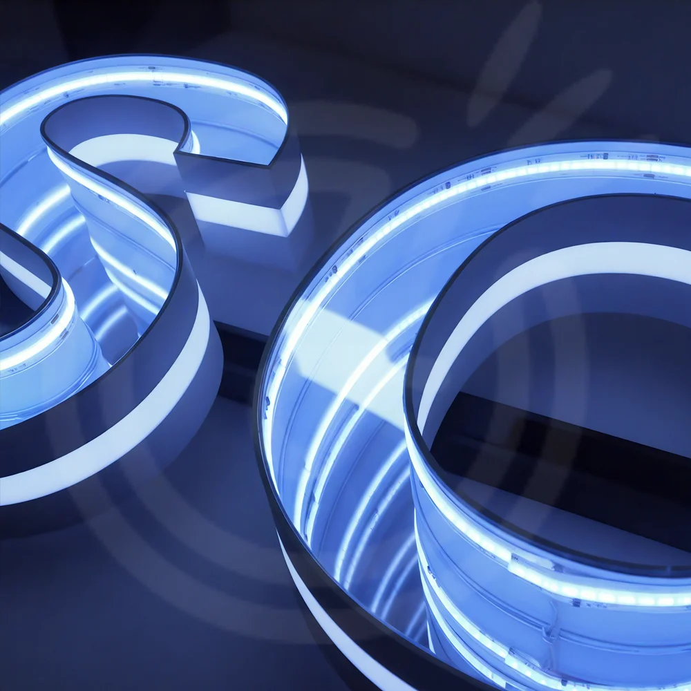 Custom Infinity Mirror Letters Sign LED Light Channel Personalized Mirror Wall Business Indoor for Home Office Bedroom