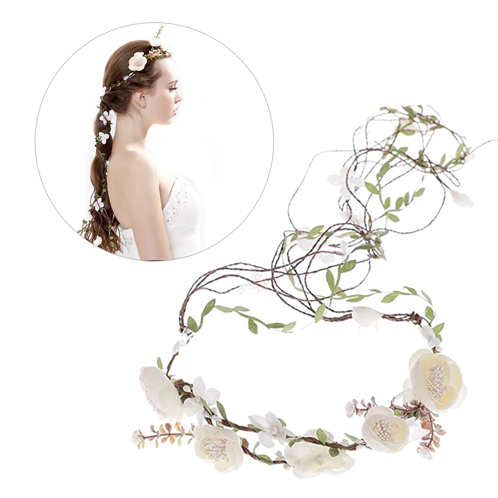 

Rattan Garland Headdress Floral Crown Headband Bridal Headwear Adjustable Size Sweet Elegant Design Wedding Hairband Girl Flower