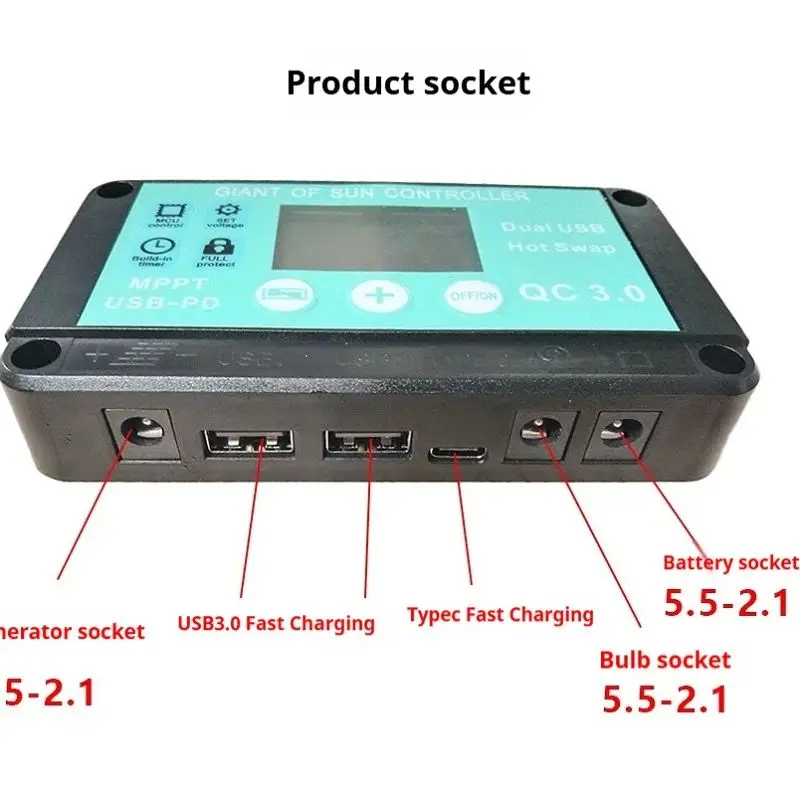 Wind and hydropower generator charging stabilizer MPPT LCD control USB12V24V solar fast charging
