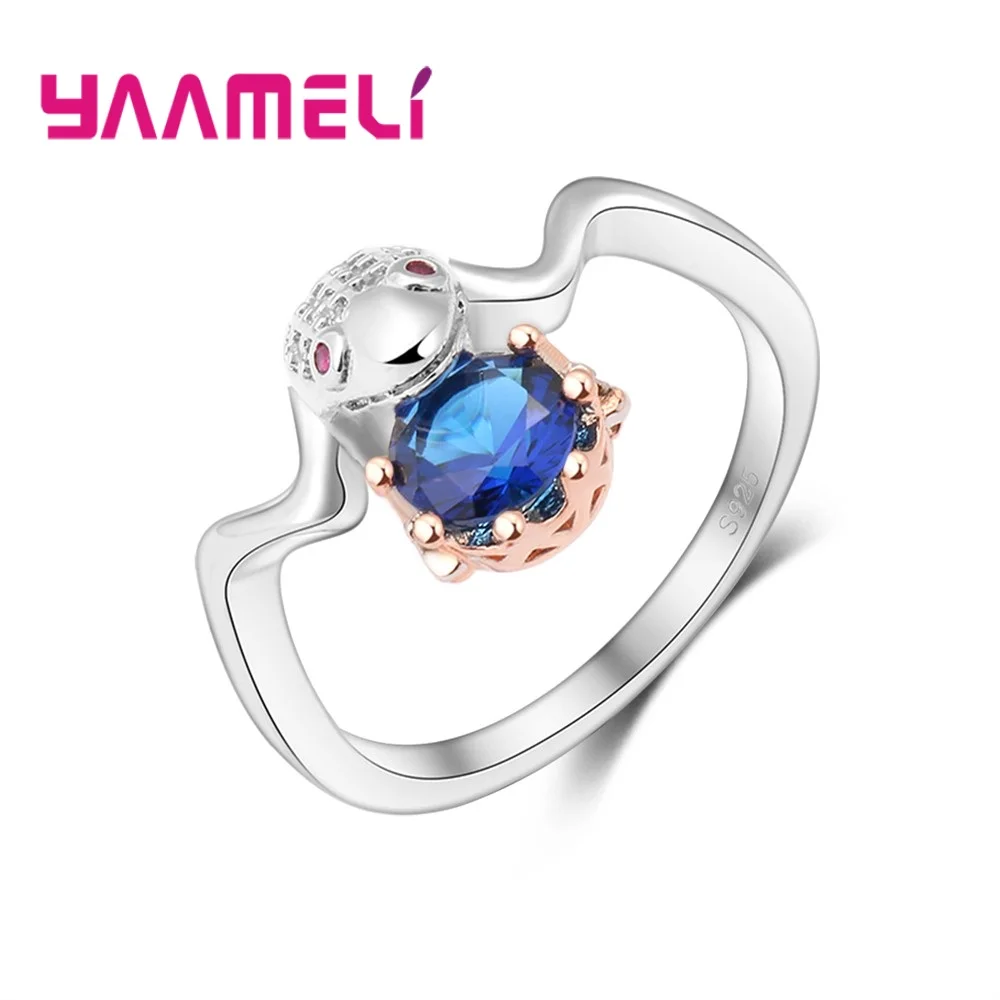 Purple Eyes Stones Frog Shape Hold Crown Blue Cubic Zircons Women Wedding Daily 925 Sterling Silver Color Party Rings Jewelry