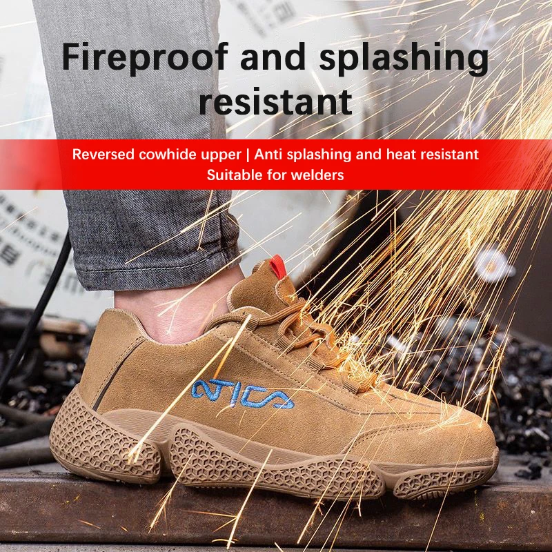 Men Safety Shoes Mesh Toe Anti Puncture Impact Resistant Anti Slip Comfort Labor Equipment Anti Smashing Piercing Protect Shoes