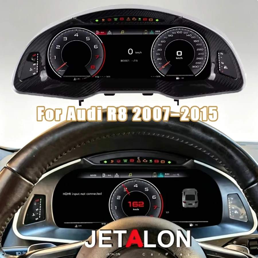 Carplay 12.3 Inch Car Digital Cluster For Audi R8 2007–2015 LCD Instrument Panel Virtual Cockpit Speedometer Dashboard Odometer