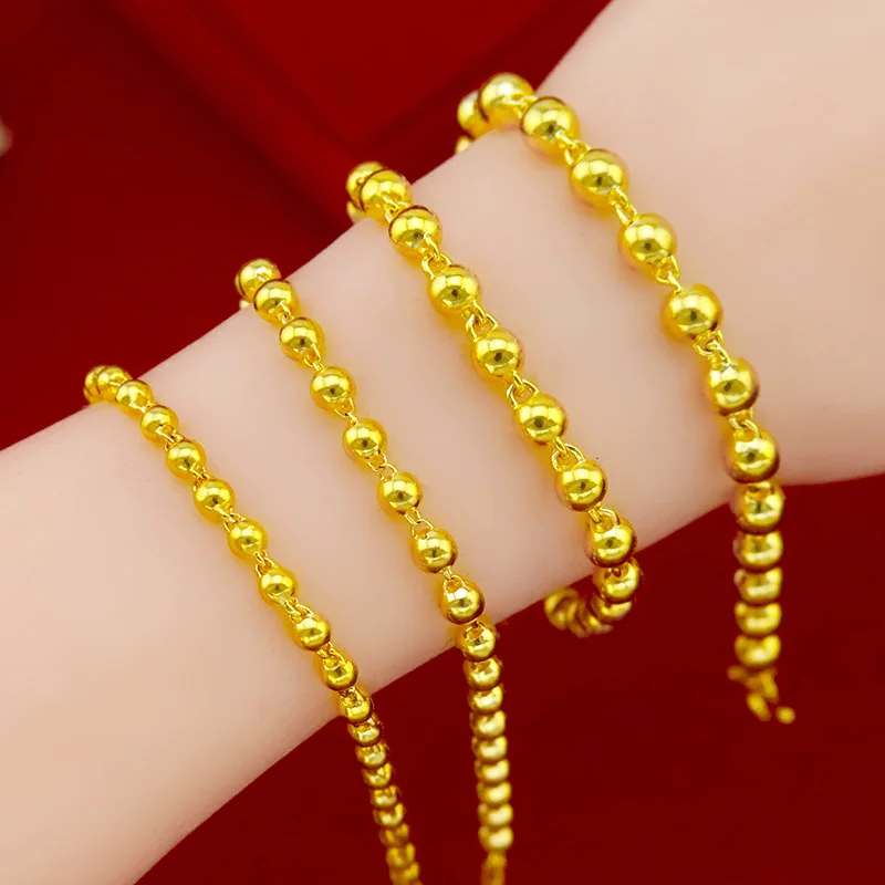 2026 Vietnamese Sand Gold Bracelet For Women Jewelry Store Style Buddha Bead Solid Smooth Round Bead Non Fade Fashion Daily Wear