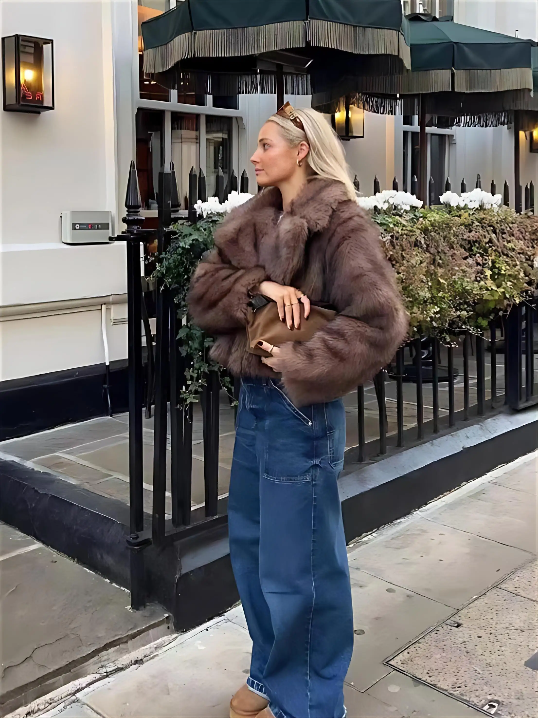 Nepbont gevoerde jas Jassen Damesstrip Oversize buiten Dames Kristal Leer Wol Hoorn Hals Letter Batwing Verstelbaar Suède OL