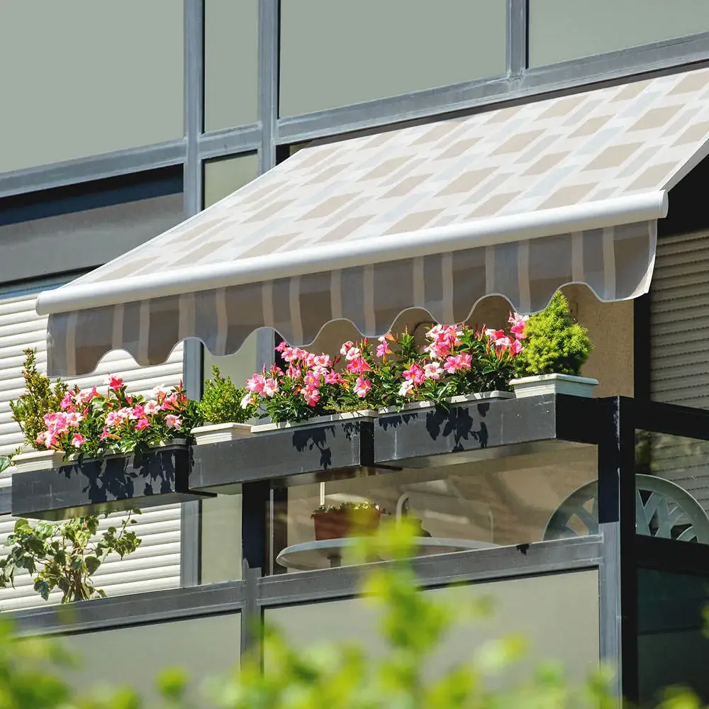Multiple Colors and Sizes Outdoor Sunshade Economical Saves Space Electric Awning Aluminum Frame Rainproof Material Canopy