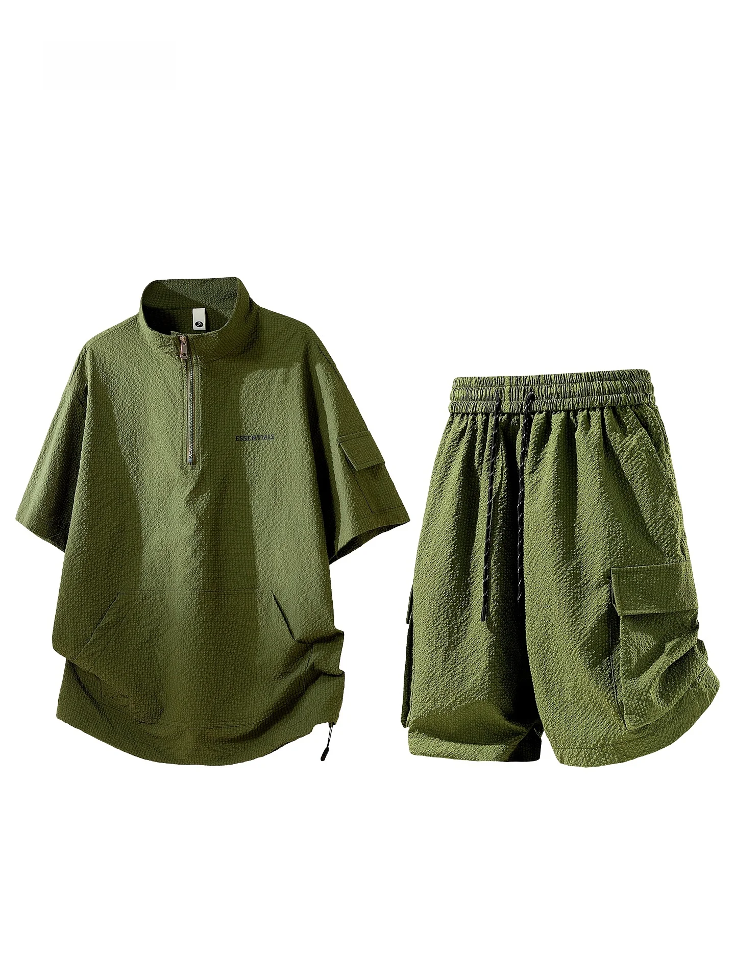 conjunto-deportivo-informal-para-hombre-glm-verano-holgado-comodo-media-cremallera-manga-corta-pantalones-cortos-dos-piezas-adolescente-fibra-de-poliester