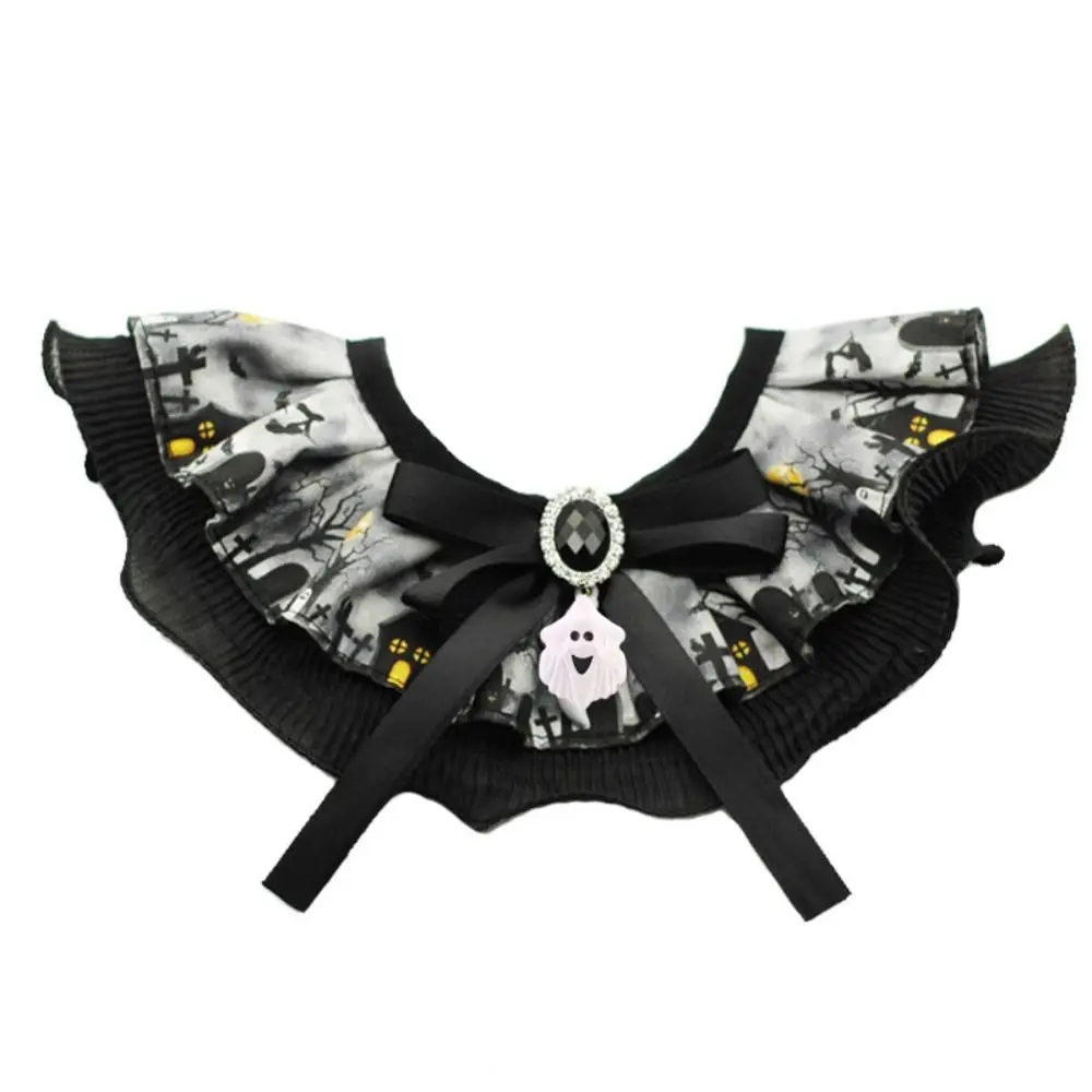 

Creative Pet Halloween Lace Collar Adjustable Bell with Sound Cat Dog Ghost Necklace Exquisite Cool Pet Bib Scarf Photograph