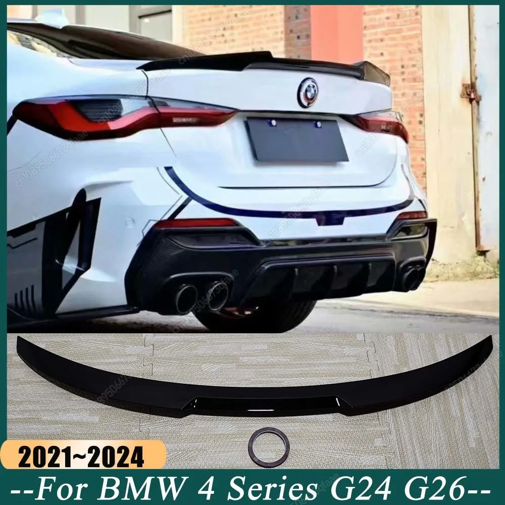 M4 Style Heckstoßstangenlippe Kofferraumspoiler Flügel für BMW G24 G26 420i 430i I4 M50 4-Türer Gran Coupé 2021-2024 Schwarz Bodykits Tuning