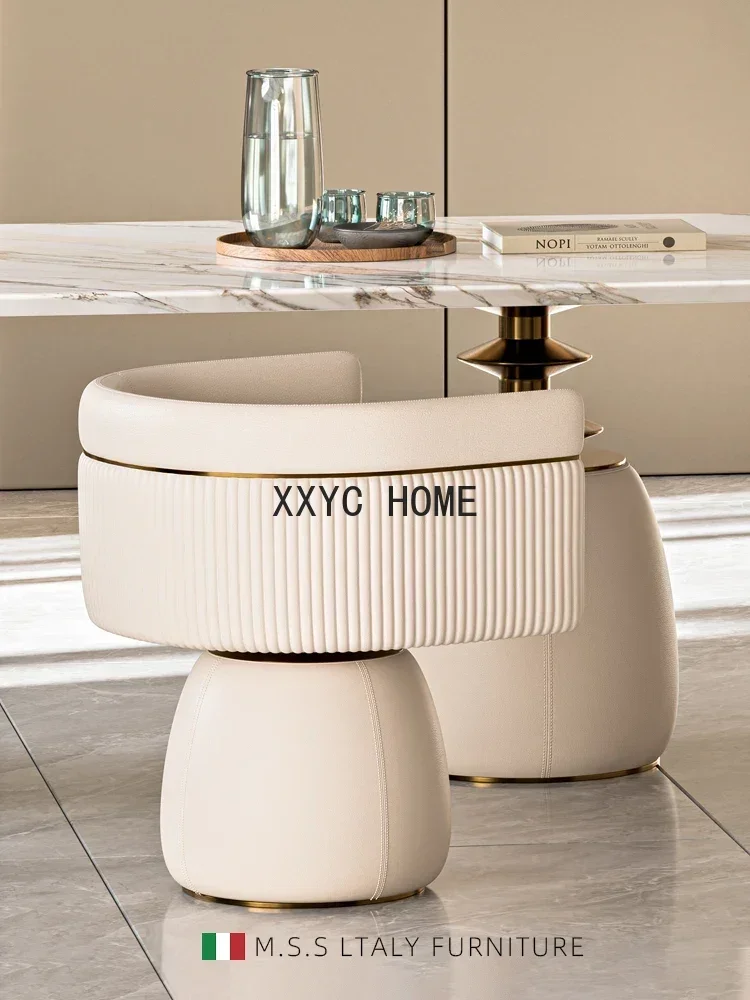 Light Luxury Leather Dining Chair Simple Italian Make-up Chair Dressing Stool