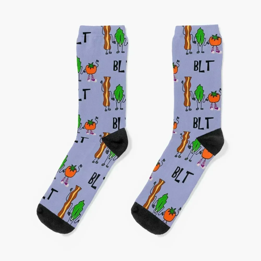 

Funny Bacon, Lettuce, and Tomato Cartoon Characters Socks soccer anti-slip short Boy Socks Women's