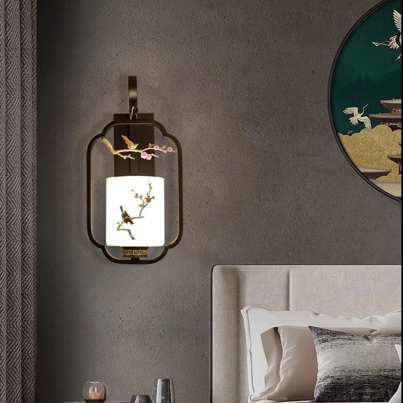 New Chinese Style Wall Lamps Originality Art Bird Design LED Wall Light Bedroom Bedside Table Study Restaurant Home Decor Lamps