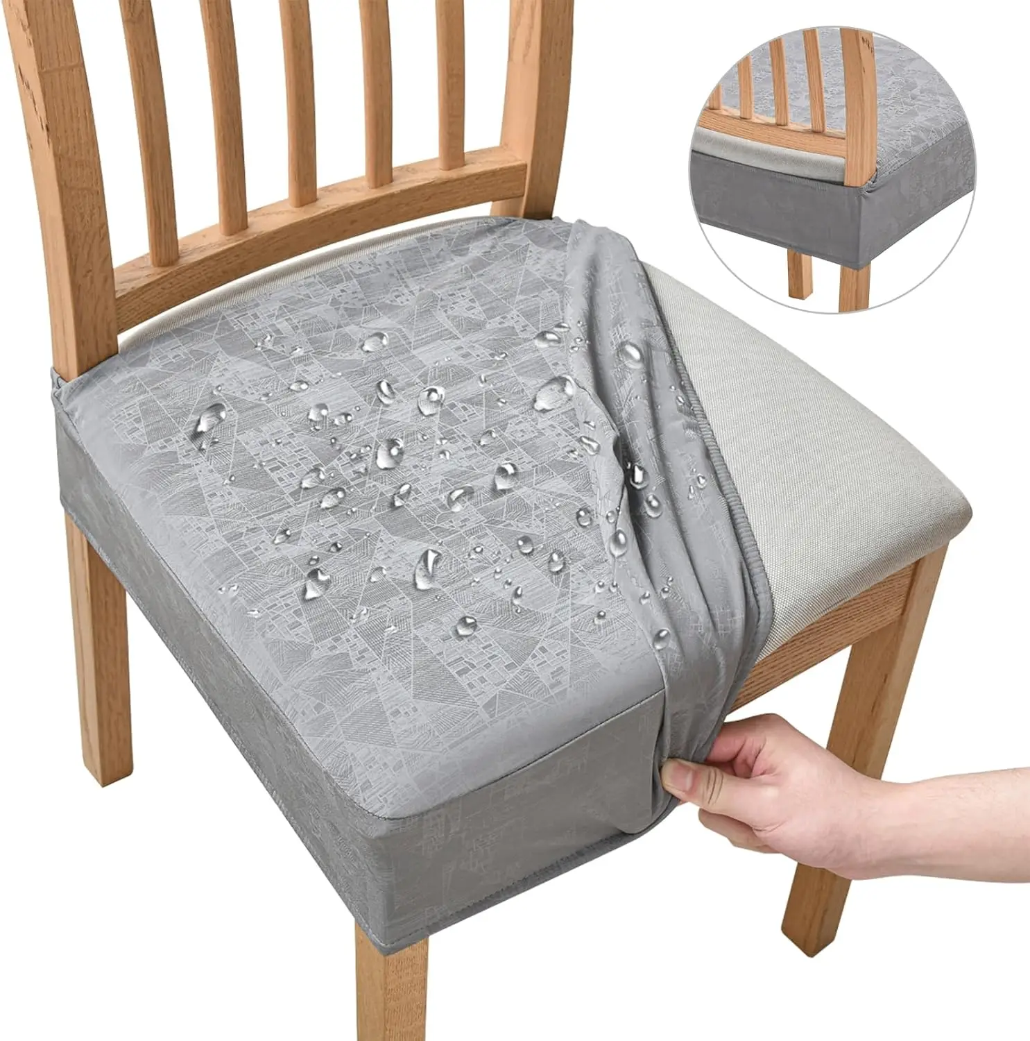 

Waterproof Dining Chair Covers Set Of 6, Diamond Pattern Pu Chair Seat Slipcovers Removable Washable Chair Covers Protector