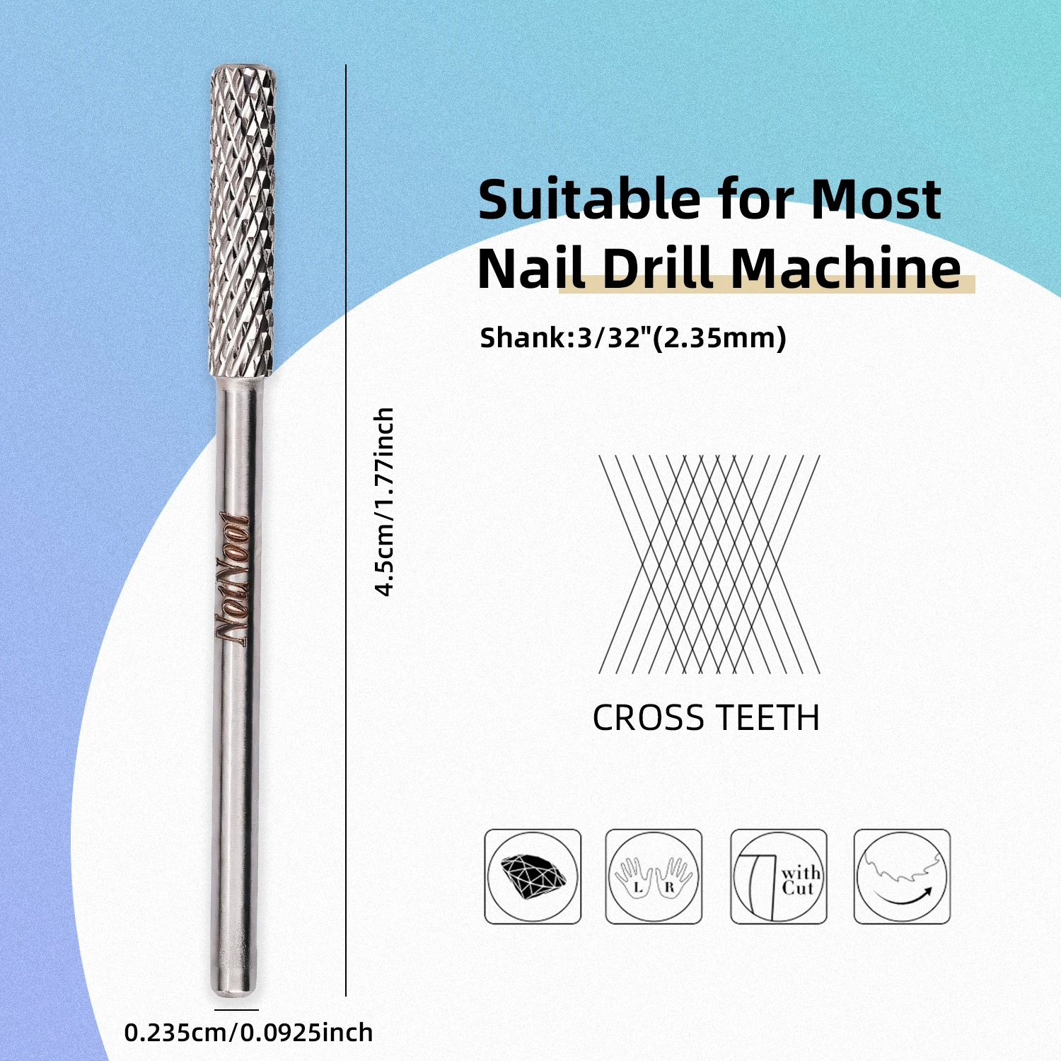 NotNoot 1 pieza de brocas para uñas, para quitar cutículas, vástago de 3/32 ", manicura, arte de uñas, máquinas herramientas de taladro