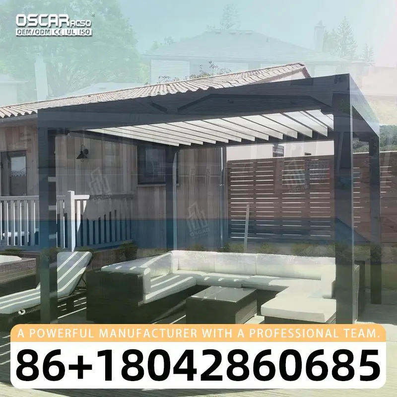 

Motorized Bioclimatic Outdoor Louvered Aluminum Patio Roof Garden Gazebo for Backyard Poolside Terrace pergola