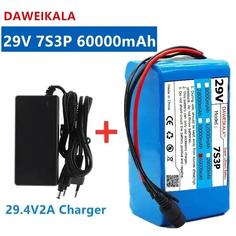 حزمة بطارية أيون الليثيوم الأصلية ، شاحن مدمج BMS ، 29V ، 7S3P ، ms mAh ، مجاني