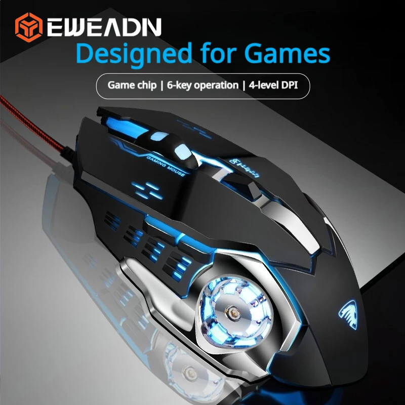EWEADN G3 Wired Gaming Mouse Adjustable DPI RGB Backlit Ergonomic Anti-slip USB Mice for PC Laptop Gamer