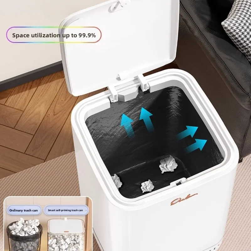 

Luxury Living Room Trash Can with Lid, High-Grade Large Capacity Paper Bin, Bedroom Garbage Basket, Kitchen Waste Can
