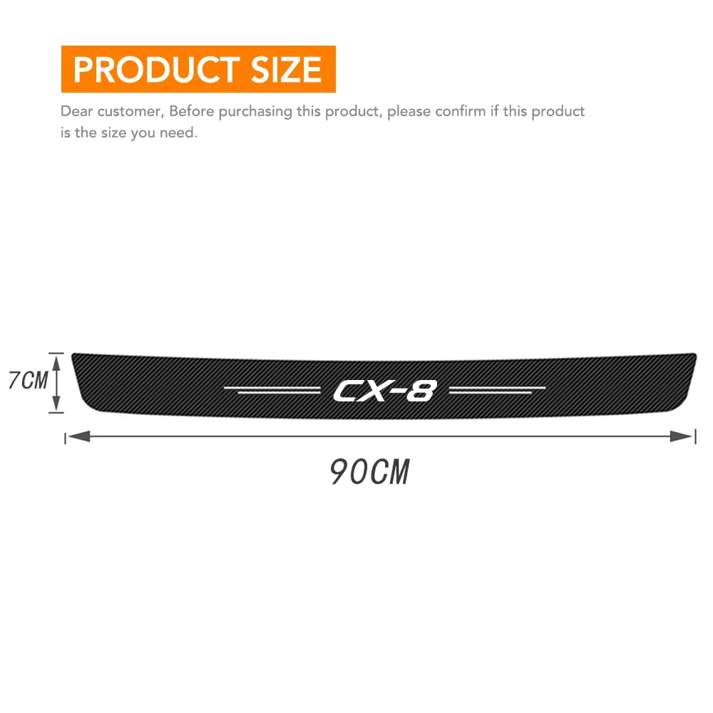 1Pc Car Trunk Sill Bumper Guard Protective Sticker for Mazda CX8 CX-8 Logo Badge Rear Door Pedal Anti-Scratch Strips Accessories