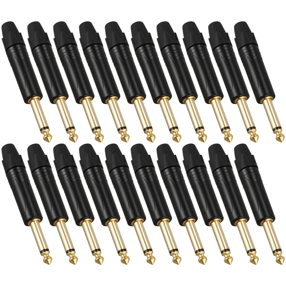 Gold Plating 20Pcs Plug Mono Professional 2 Pole 6.35 mm 6.5mm Stereo Jack Plug for Neutrik 6.35mm Jack Black