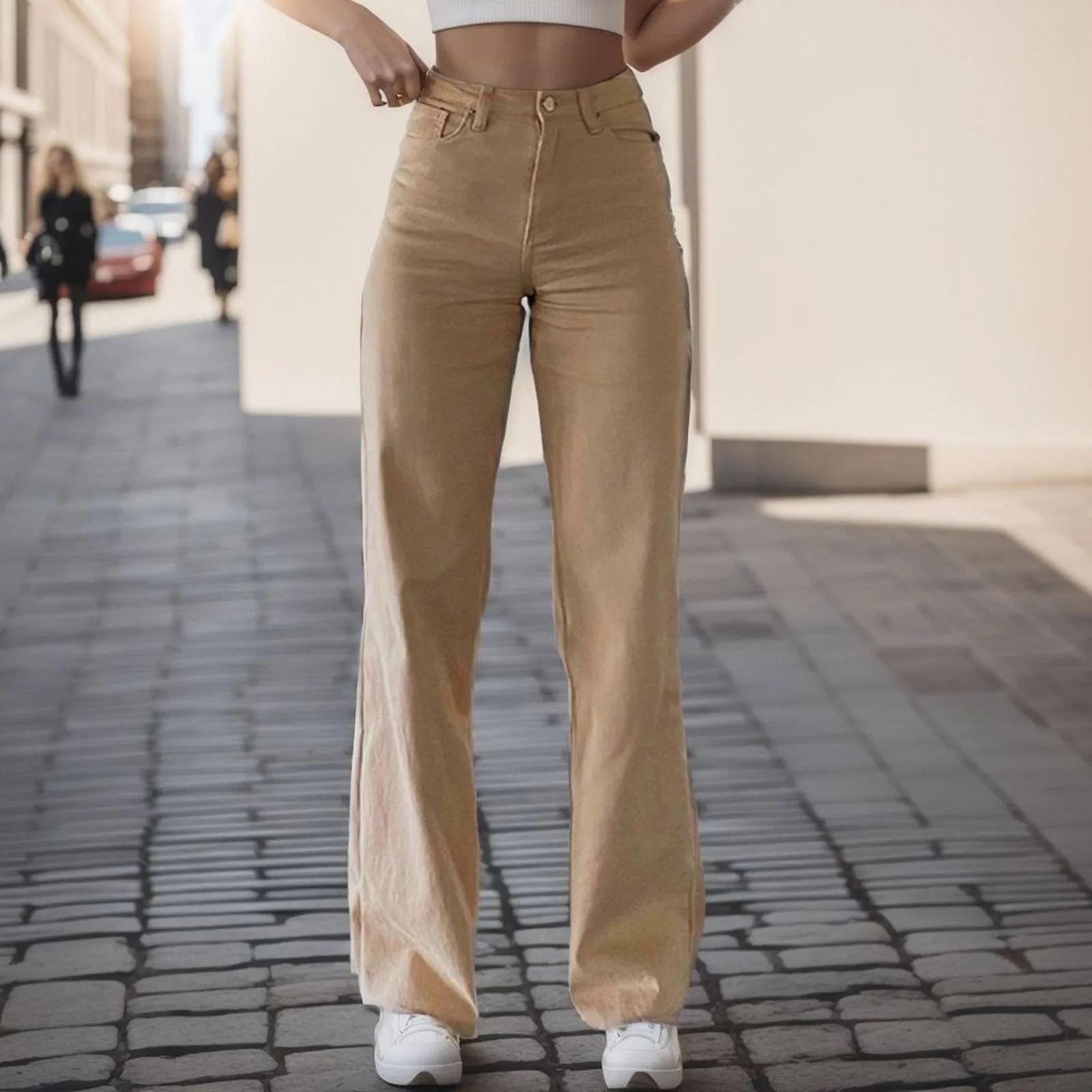 

Denim Pants For Womens Jeans Casual Wide Leg Loose High Waist Solid Color Pants Button Sports Jersey Khaki Pocket Pants Outfits