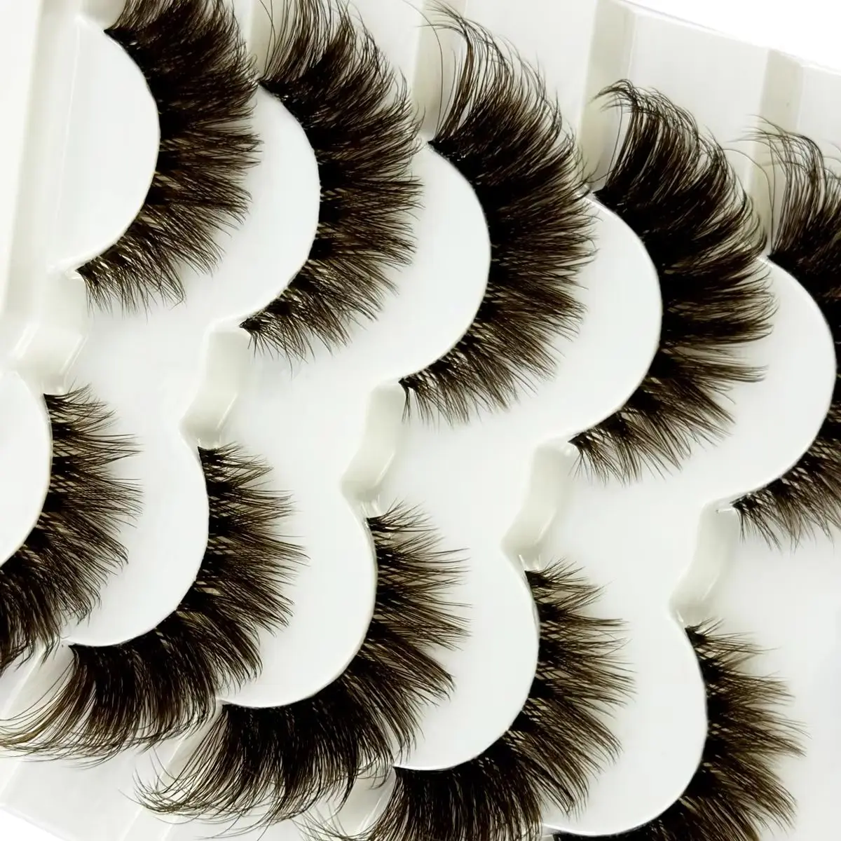 Faux cils marron avec bande transparente, cils 6D moelleux, Extensions de cils naturels, bande de Faux vison
