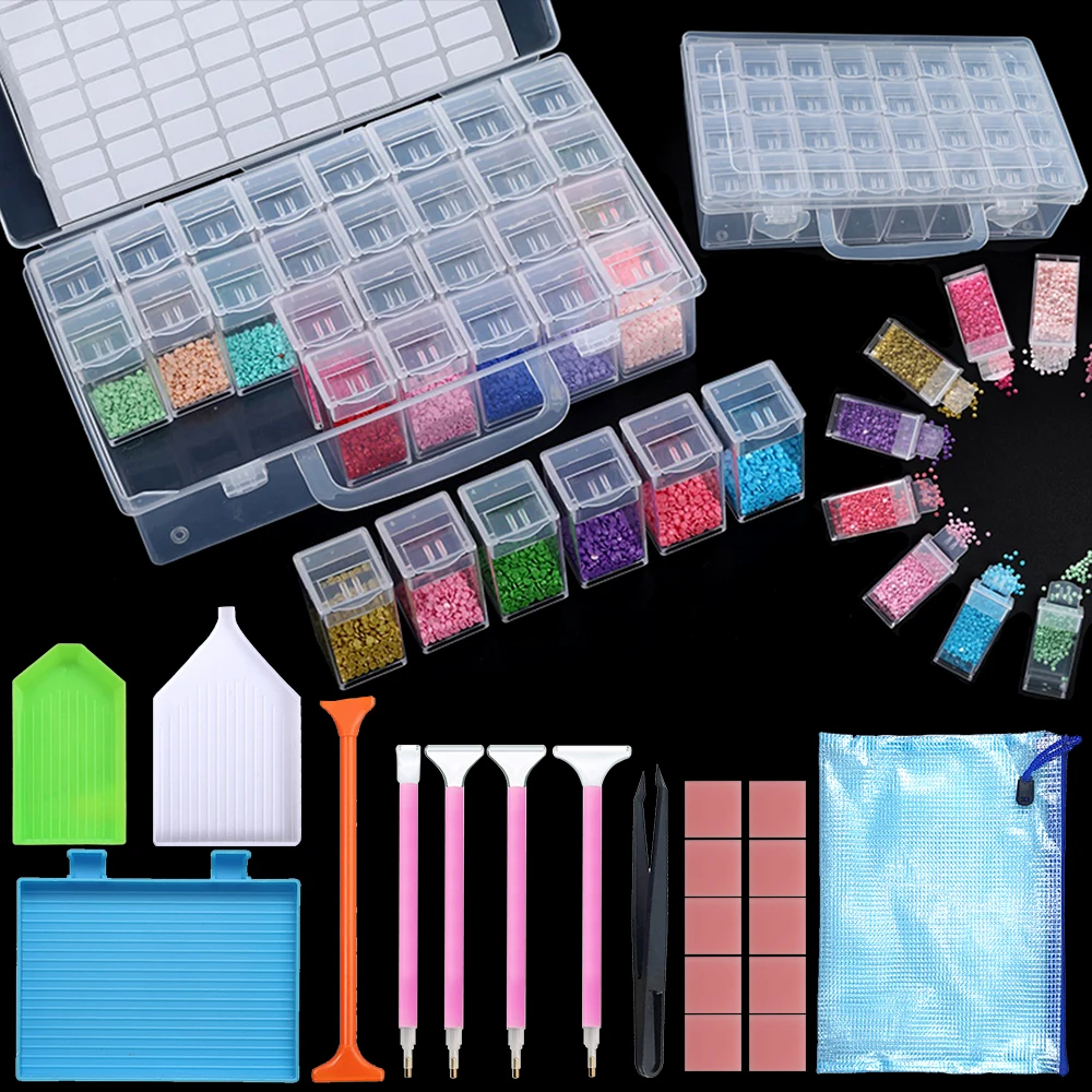 

Diamond Painting Tool Accessories Container Bead Storage Box Tray New Beads Mosaic Pen Lot Containers Tools Art Organizer Work