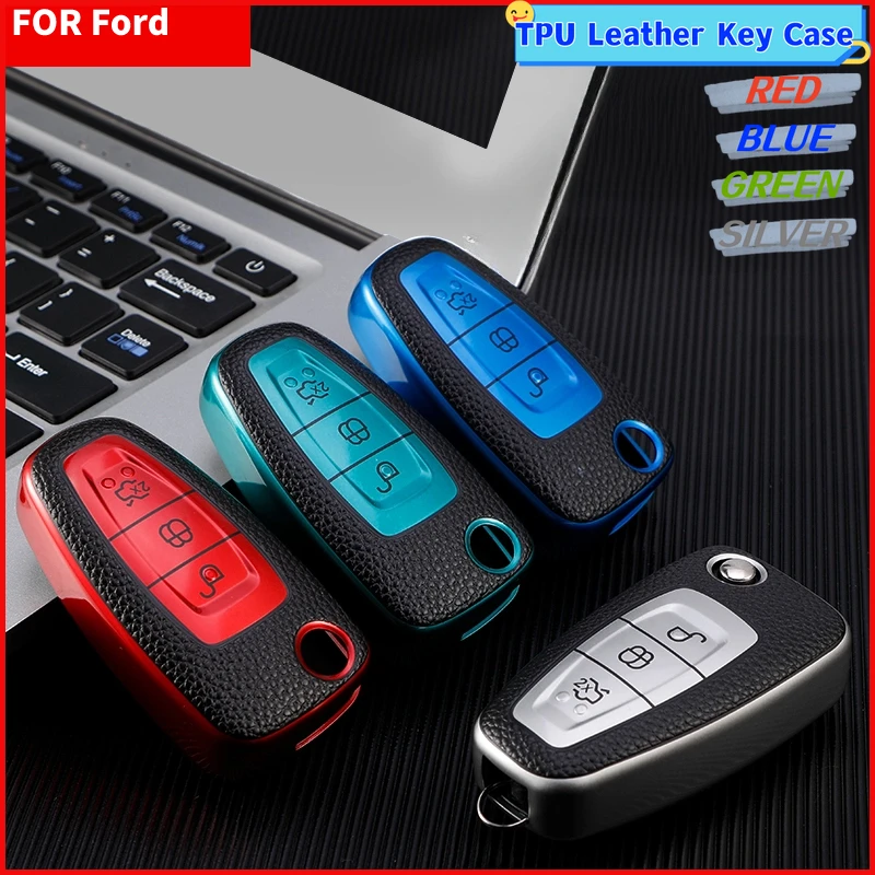 Auto Key Holder Leather TPU Car Key Case Cover For Ford Ranger C-Max S-Max Focus Galaxy Mondeo Transit Tourneo Custom