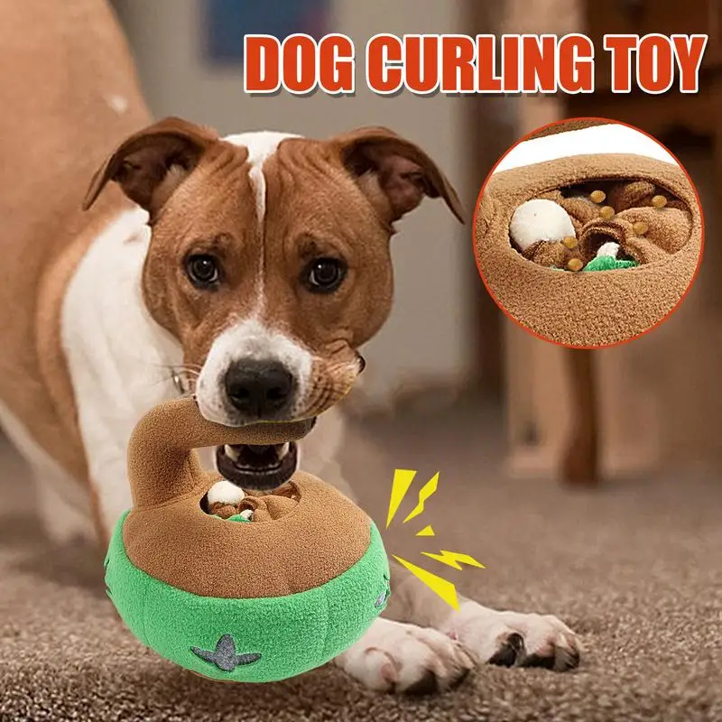 Dog Mental Stimulation Toys Puppy Puzzles Curling Puck Shape Dog Interactive Toys Dog Stimulation Toys With Sound Dog Treat Toy