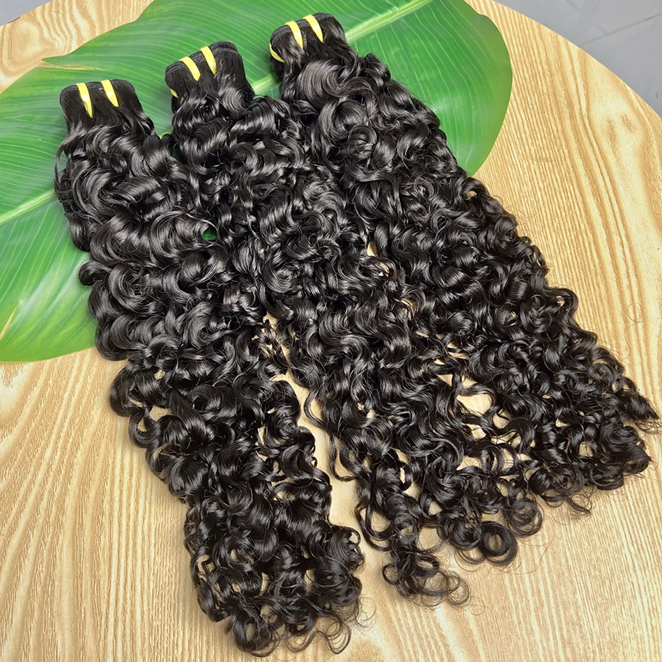 Birmese lockiges Echthaar-Bündel # 1B natürliche Farbe gewellt rohes reines Haar Weave Extensions federnd lockiges 100 % Echthaar für Frauen – Detail 10