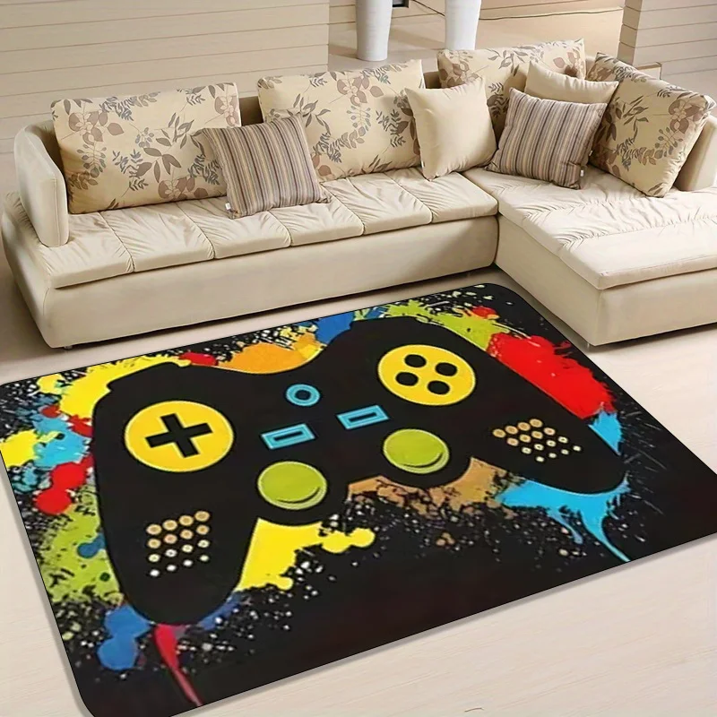 Graffiti Game Controller Rug – Vibrant Splash Design, Cool Mat for Gamer’s Room & Tech Decor