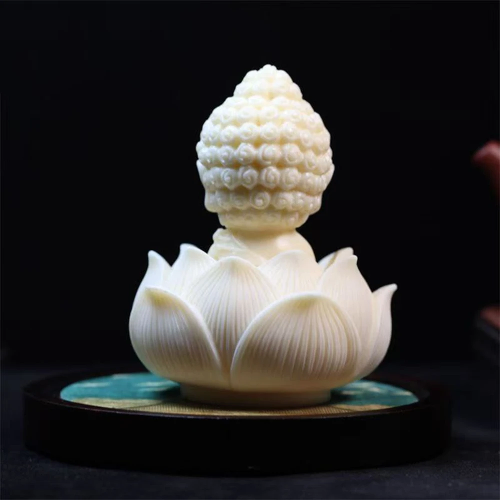 Bodhi ivory fruit carved baby Buddha, Zen inspired office desktop decorations, Lotus Buddha statue Car interior safety ornament