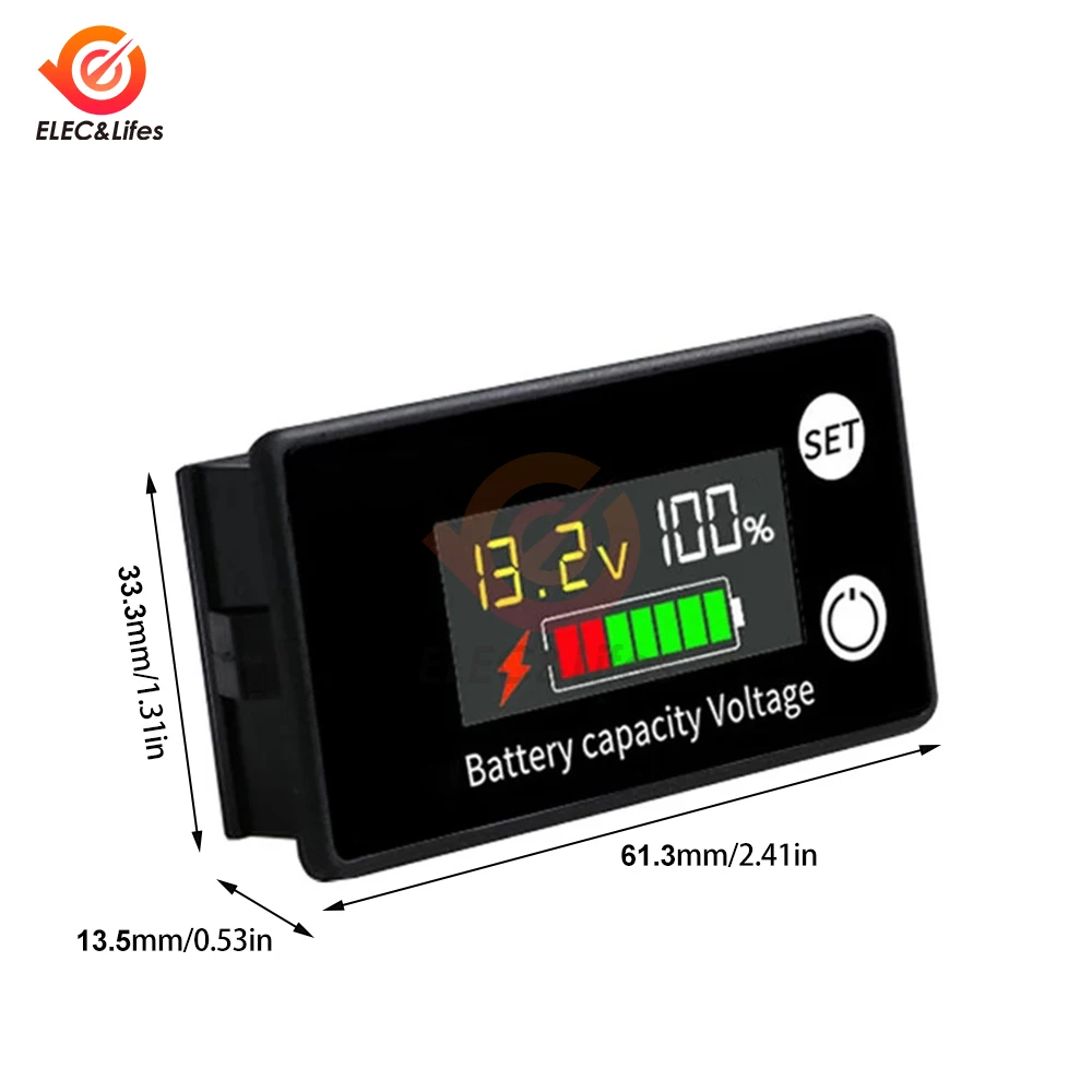 DC8-100V Battery Capacity Indicator LCD Digital Electricity Meter Lead-acid Lithium LiFe PO4 Voltage Tester for Car Motorcycle