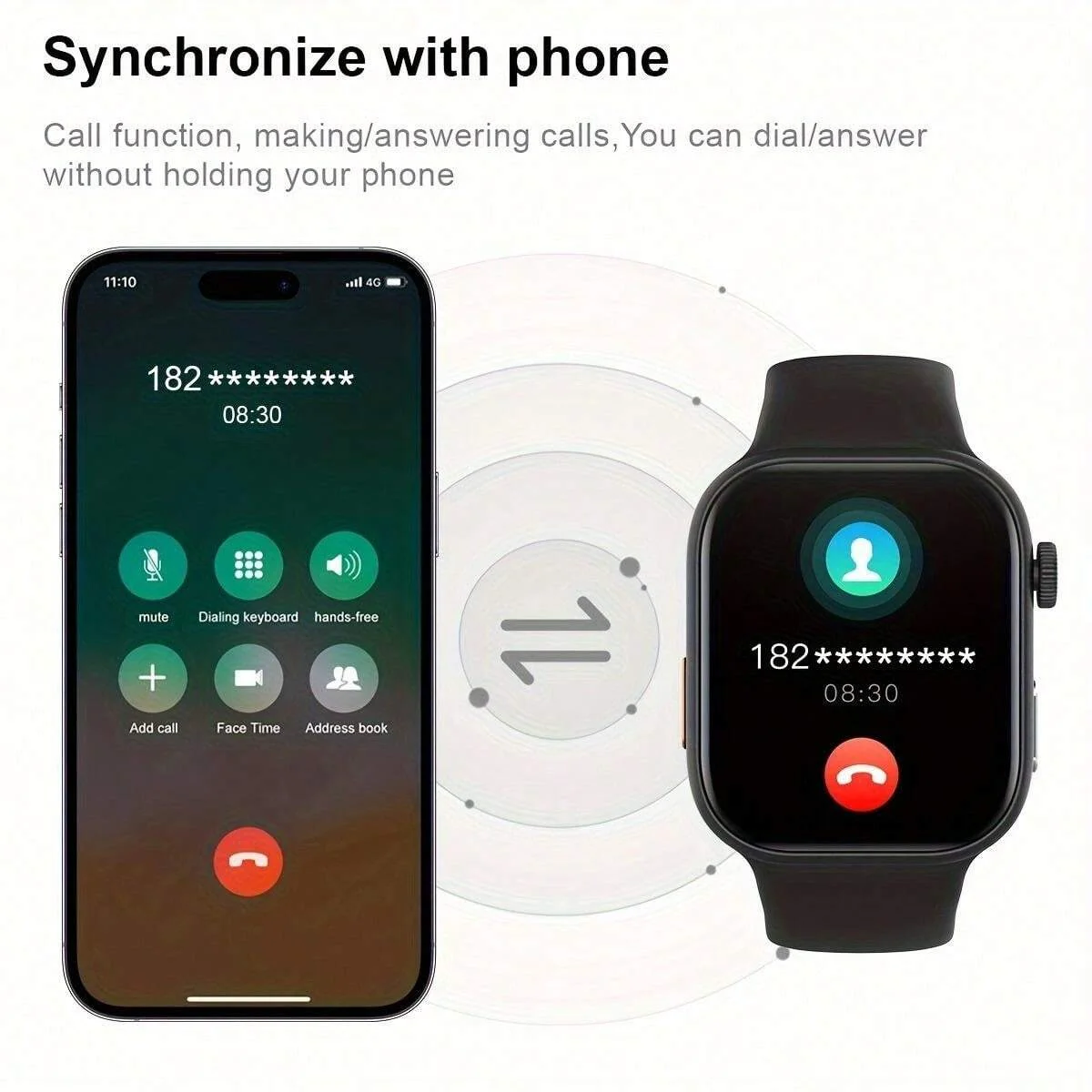 Relógio inteligente com tela HD de 2,02 polegadas, chamadas sem fio, papéis de parede personalizados, compatível com Android/iOS. Fitness, alertas, controle de música.