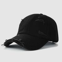 Sun Protection Extended Brim Adjustable Bucket Baseball Cap Distressed Ripped Hole Unisex Hat Men Women Vintage Baseball Cap