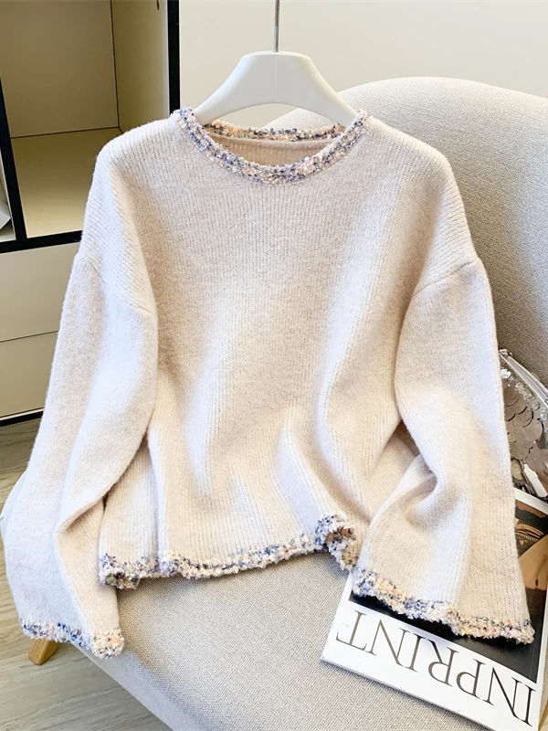 

Свободный крой круглый трикотаж для женщин, уникальный высококачественный дизайн, большой размер, модный, дышащий, удобный зимний длинный све