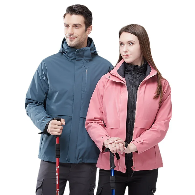 Ski Suit Down Jacket Liner Jacket Men's and Women's Thickened Jacket Three-in-one Detachable Fashion Trend To Keep Warm