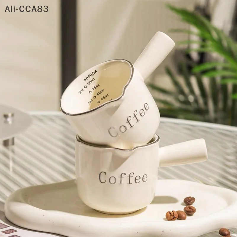 

Ceramic Espresso Coffee Measuring Cup With Scale Extraction Cup Milk Cup Milk Pitcher With Handle Latte Mixer Scale Measure Mugs