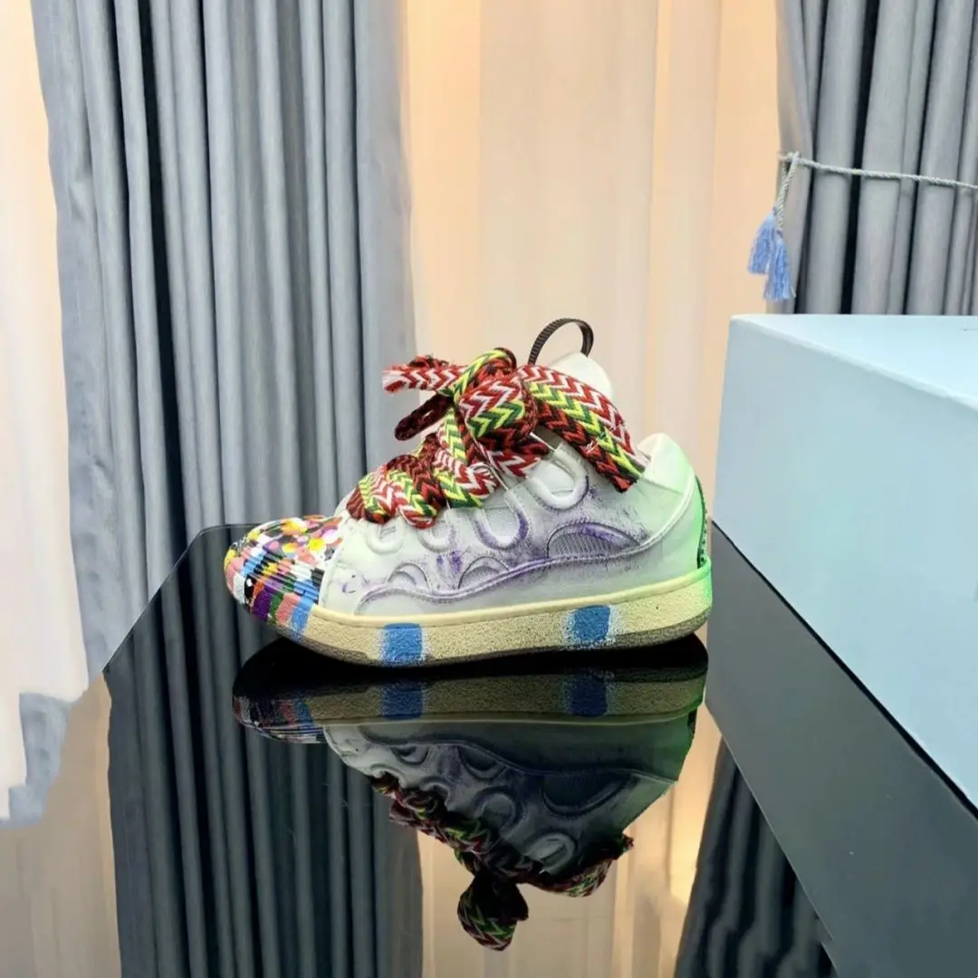 

New Men's Women's sports shoes Casual Shoes Splicing color design Thick tongue Colorful shoelace Matching fashion Shoes