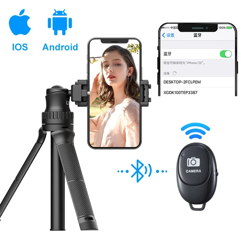 Ulanzi MT-34 Extendable Tripod for Phone Camera GoPro 3 in 1 Design Tripod Selfie Stick with Phone Holder 360° Ballhead Mount