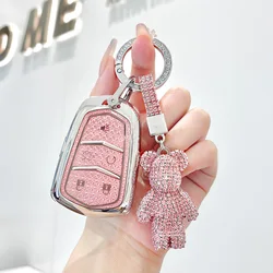 Pink TPU for Cadillac ATS CT6 CTS DTS XT5 Escalade ESV SRX STS XTS ELR 5 Button Remote Smart Car Key Case Cover Fob Bag Keychain