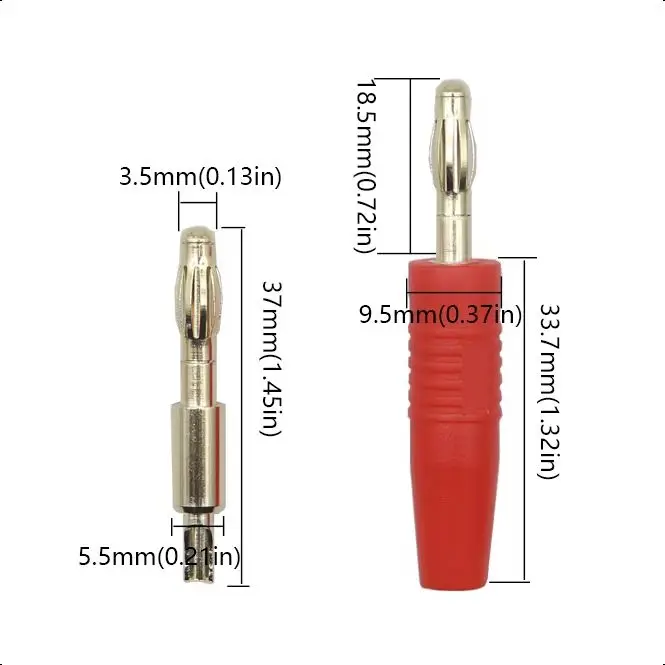 【5PCS】4MM Banana Plug Banana Male Plugs Socket Connector Connectors for Musical Audio Video Speaker 4mm
